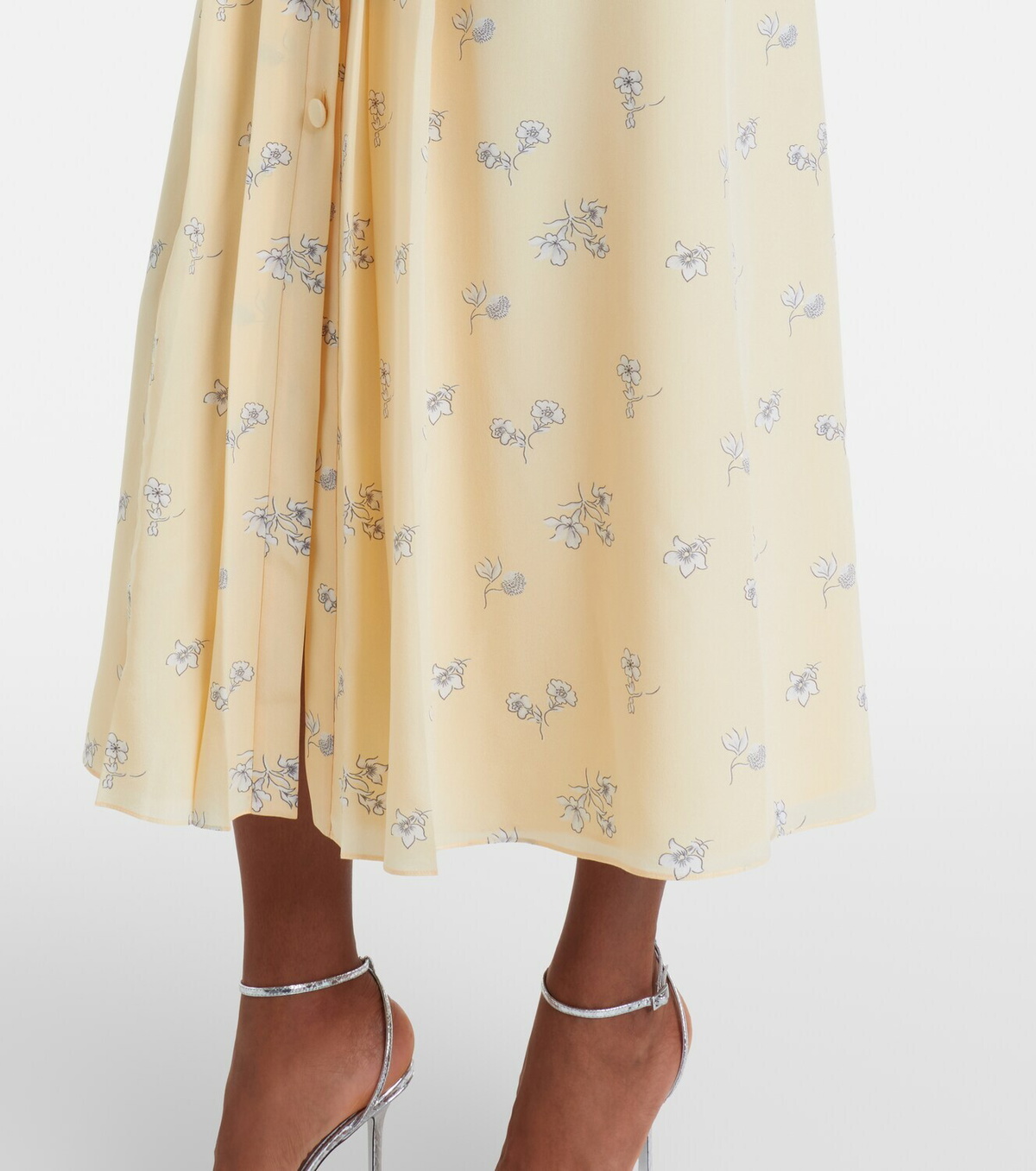 Alessandra Rich Lace-trimmed floral silk shirt dress