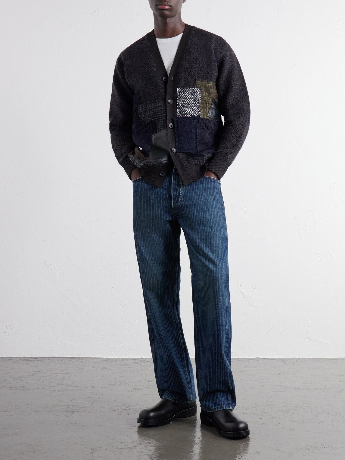 Junya Watanabe - Patchwork Wool-Blend Cardigan - Blue