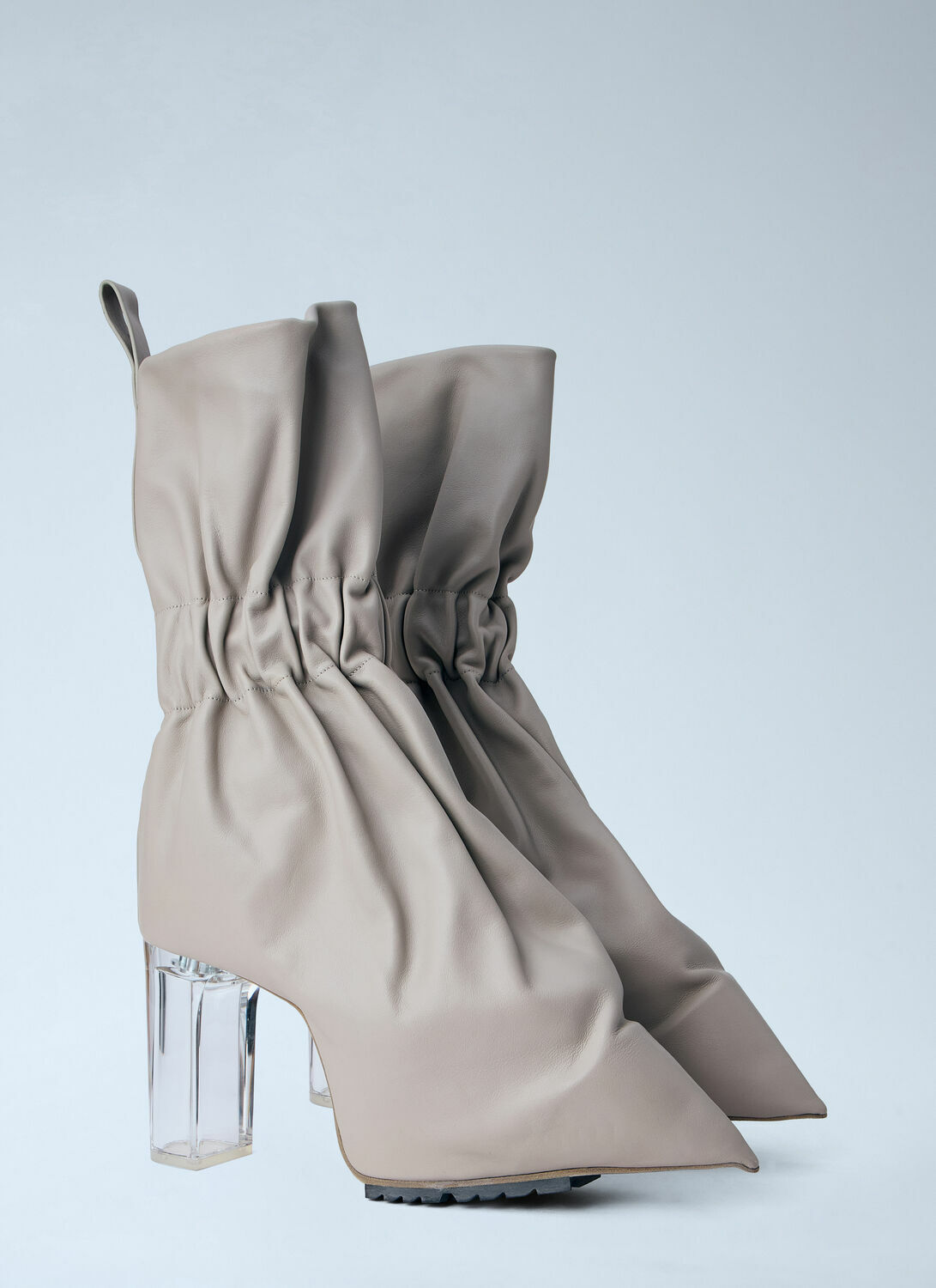 Rick Owens Taquito Gathered Leather Ankle Boots