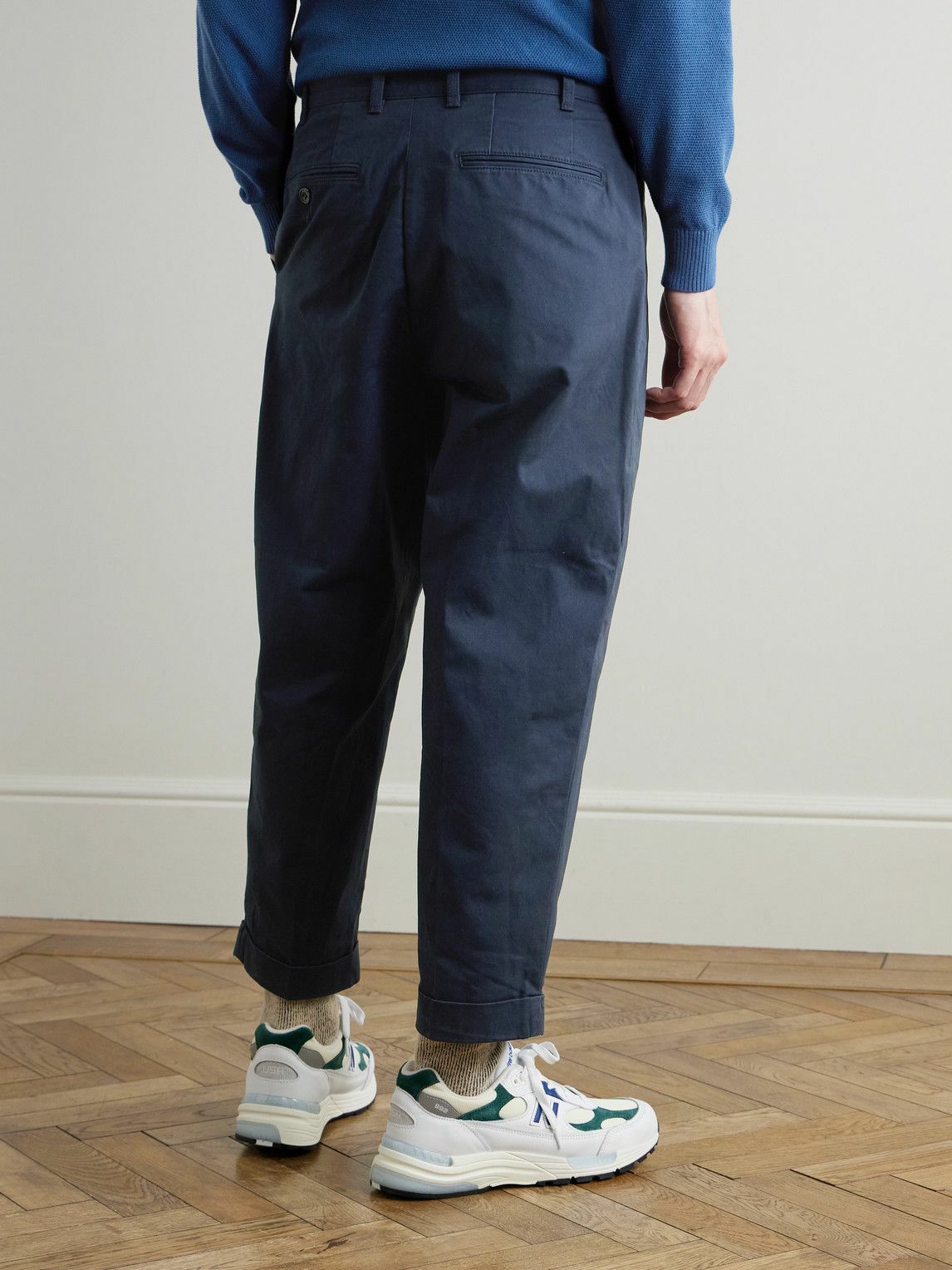 Beams Plus - 2 Pleats Tapered Cropped Pleated Cotton-Blend Twill Beams Plus - 2 Pleats Tapered Cropped Pleated Cotton-Blend Twill