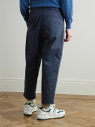 Beams Plus - 2 Pleats Tapered Cropped Pleated Cotton-Blend Twill Trousers - Blue