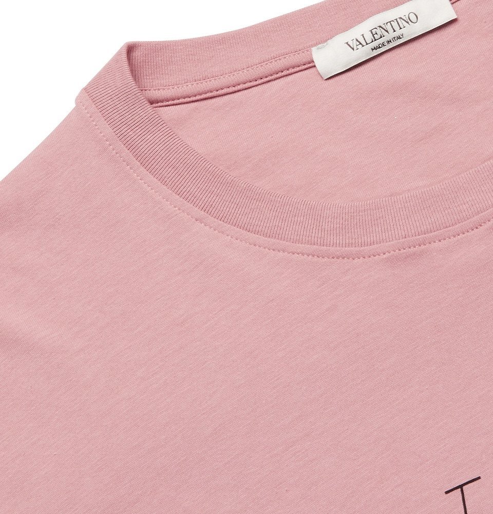 Valentino Cotton Crewneck T-Shirt with Vltn Print Man Pink PP S