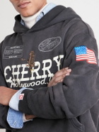 Cherry Los Angeles - Hollywood Logo-Print Embroidered Cotton-Jersey Hoodie - Black