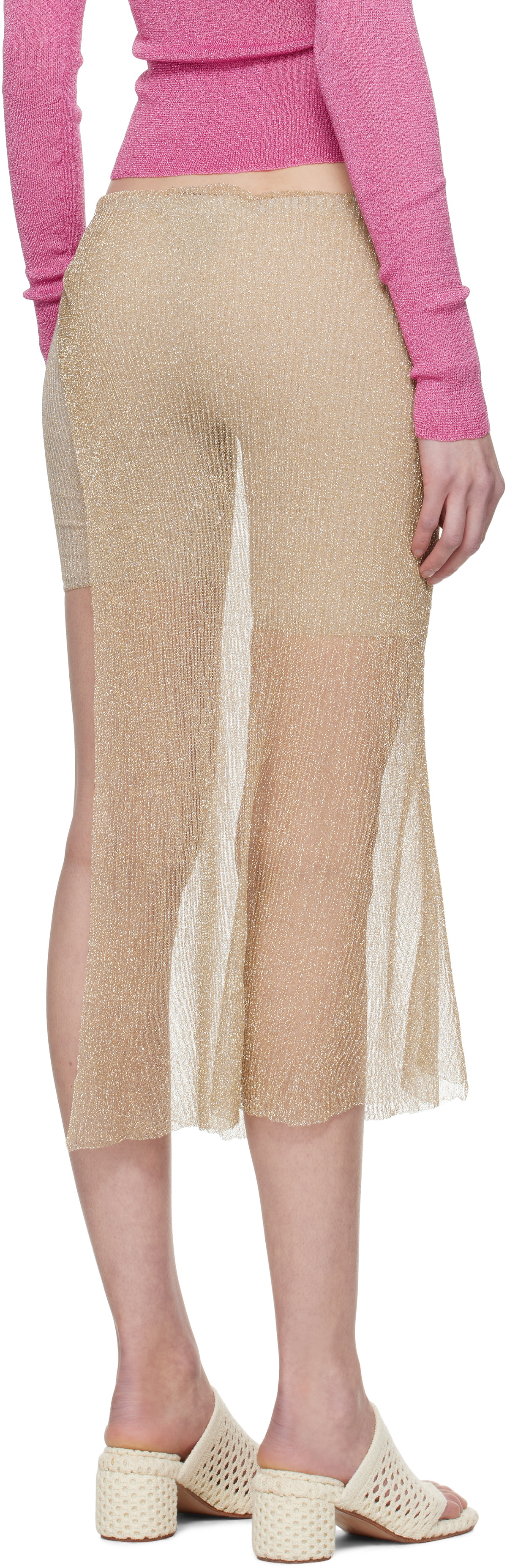 Isa Boulder Gold Wrap Midi Skirt