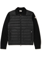 Moncler - Slim-Fit Panelled Knitted and Quilted Shell Down Zip-Up Cardigan - Black