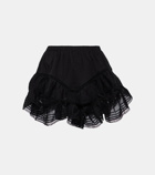 Marant Etoile Gisele lace-trimmed ruffled cotton shorts