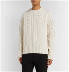 AMI - Oversized Cable-Knit Wool Sweater - Off-white