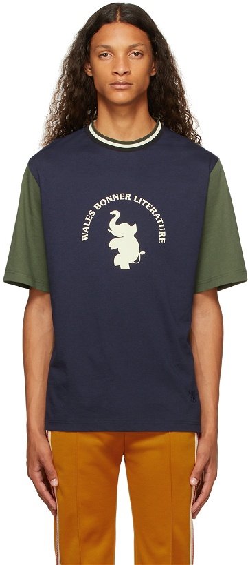 Photo: Wales Bonner Navy & Green College Graphic T-Shirt