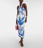 Farm Rio Printed halterneck linen maxi dress