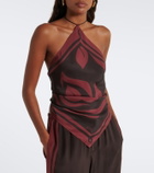 SIR Printed silk satin scarf top