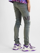 AMIRI - Skinny-Fit Logo-Appliquéd Distressed Jeans - Blue