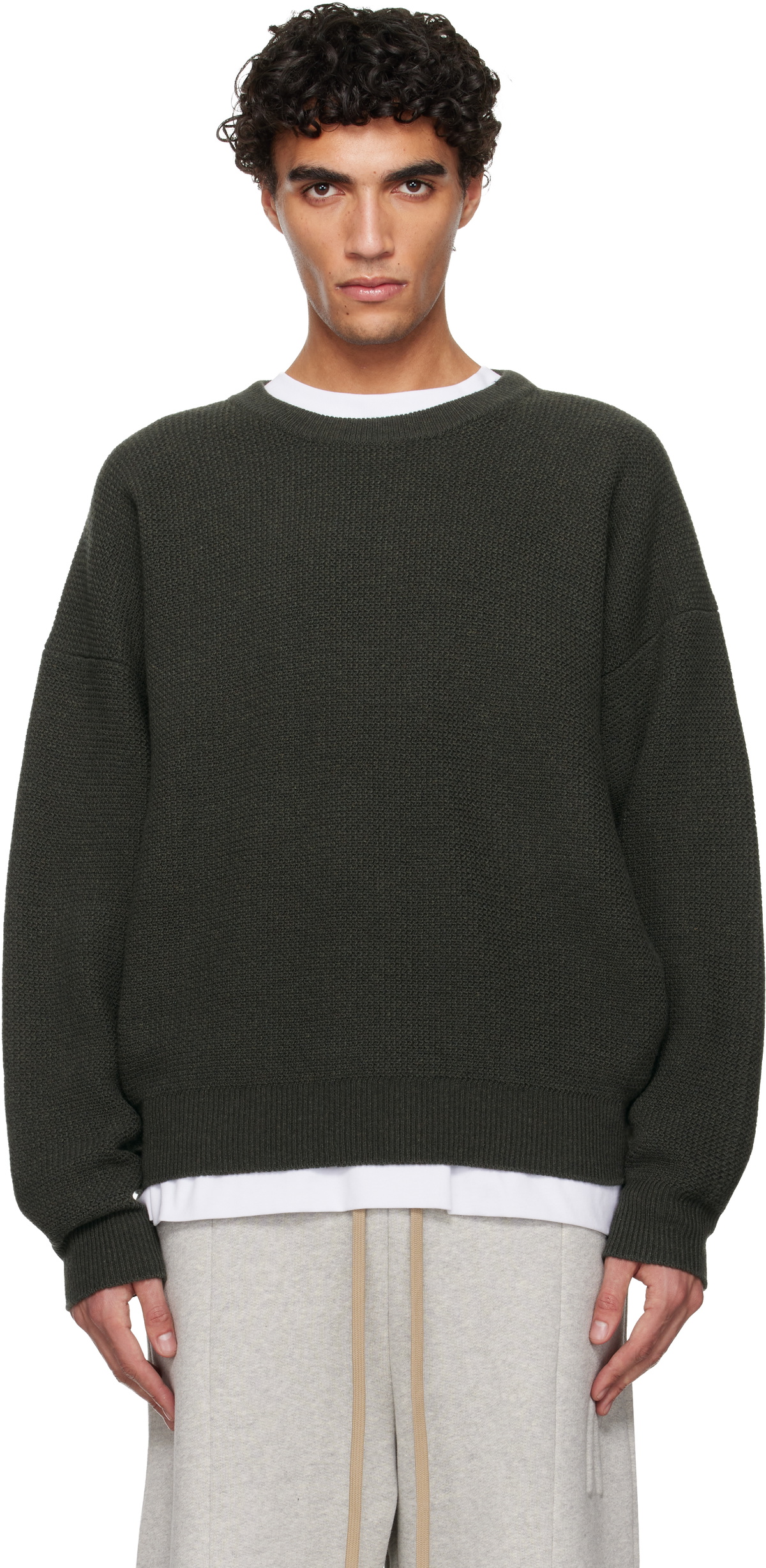 Fear of God Khaki Racked Rib Crewneck Sweater