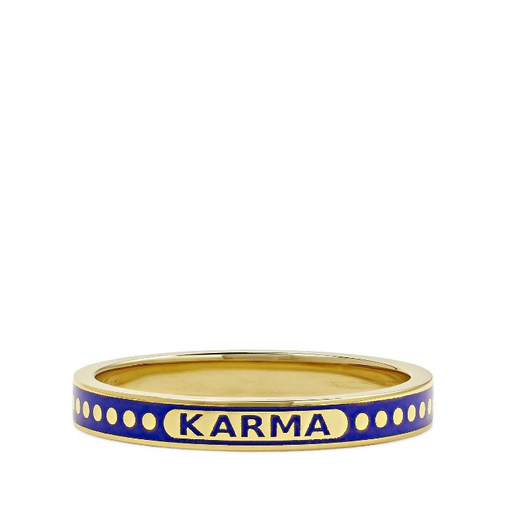 Photo: Foundrae - Karma 18-Karat Gold and Enamel Ring - Blue