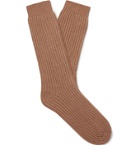 Mr P. - Ribbed Cashmere Socks - Brown