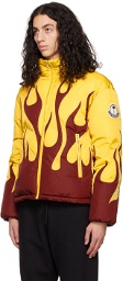 Moncler Genius 8 Moncler Palm Angels Yellow & Red Flame Down Jacket