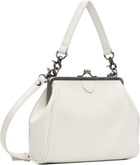 Y's Off-White Semi-Matte Leather Metal Clasp Bag