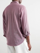 Stòffa - Grandad-Collar Cotton-Piqué Shirt - Purple