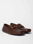 GUCCI - Ayrton Webbing-Trimmed Horsebit Leather Driving Shoes - Brown