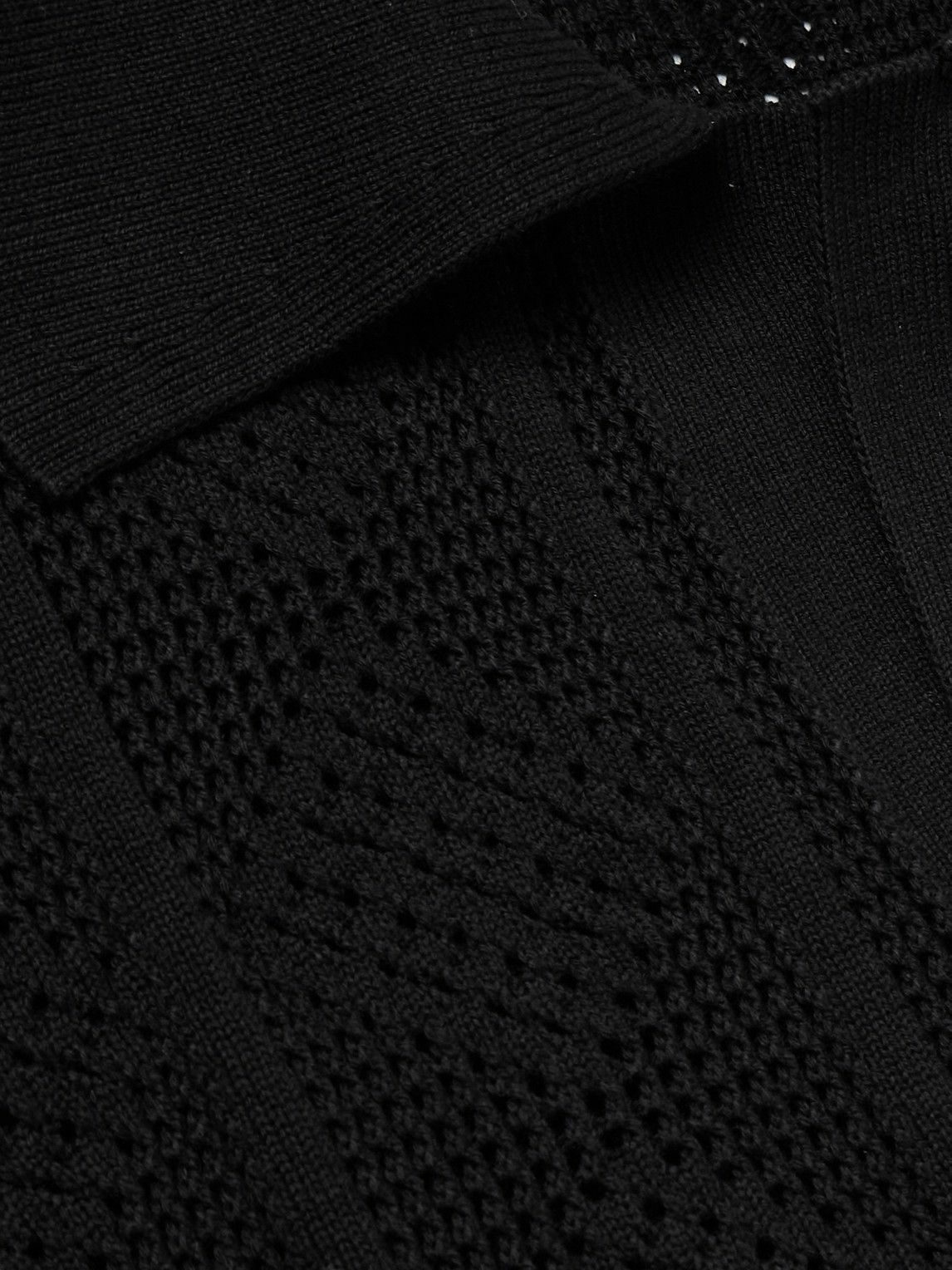 Jil Sander - Open-Knit Cotton Polo Shirt - Black