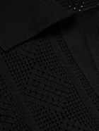 Jil Sander - Open-Knit Cotton Polo Shirt - Black