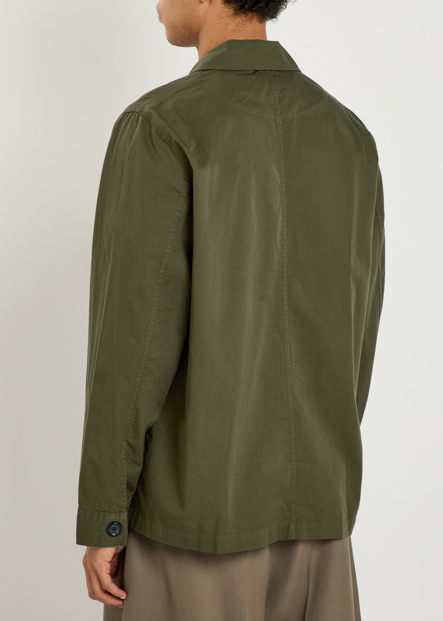 Oliver Spencer Worker Patch Pocket Cotton Shirt Green