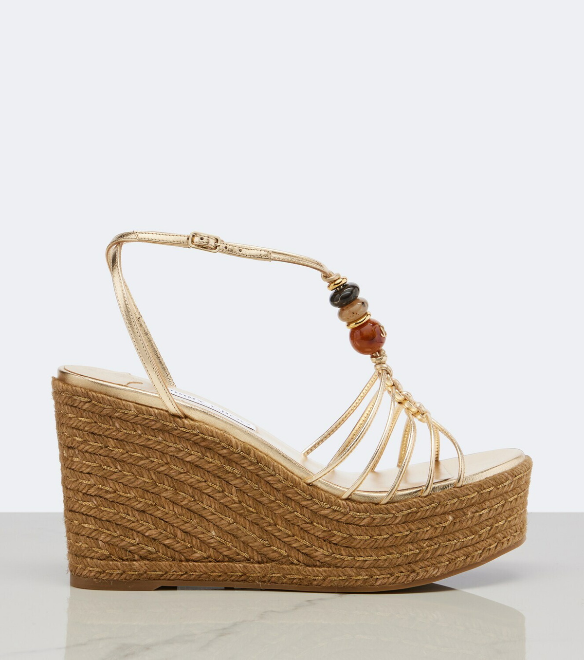 Jimmy Choo Lemi embellished leather wedge sandals