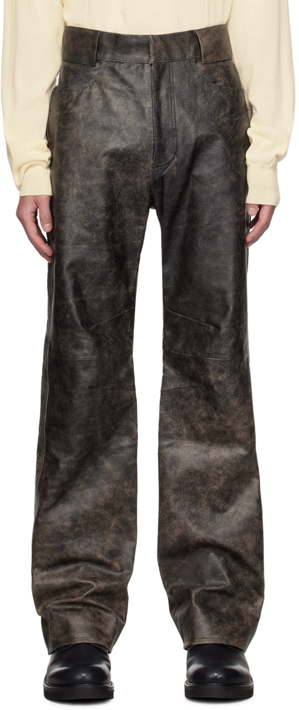 OUAT Brown Office Leather Pants