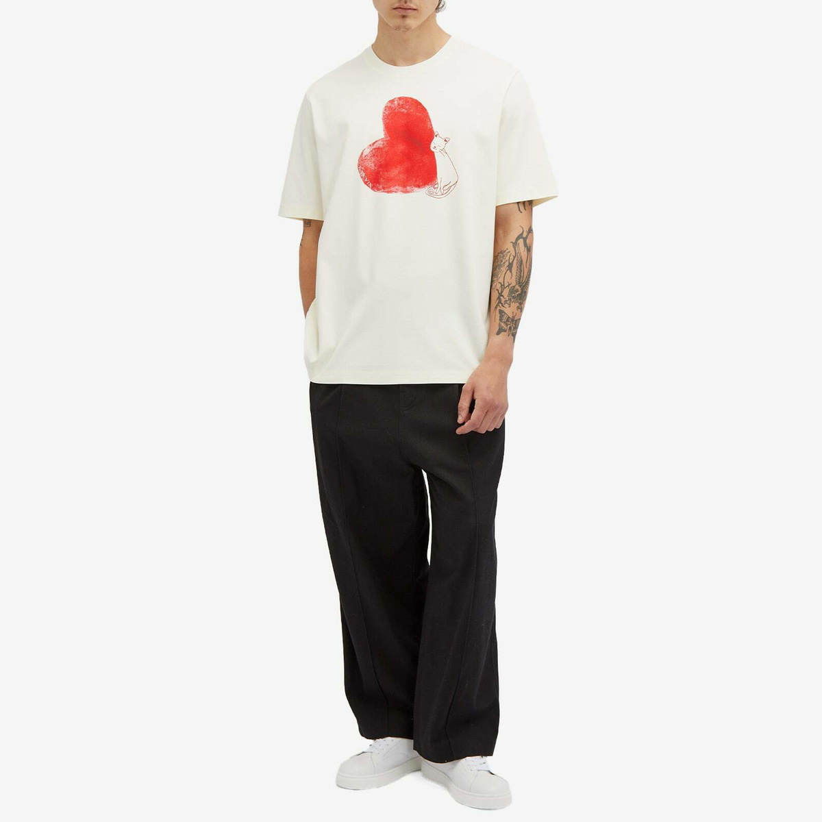 Lanvin Men's QIXI Heart T-Shirt in Optic White Lanvin