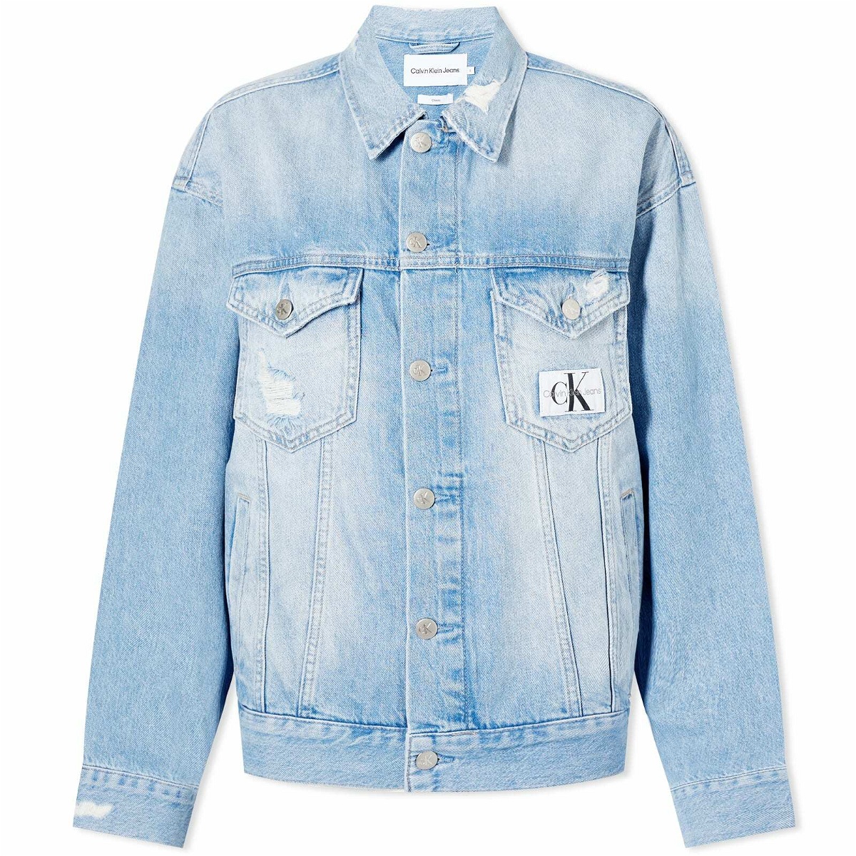 Calvin Klein Girls' Big Denim Jacket, Breeze Logoband, L12/14 : Amazon.in:  Fashion
