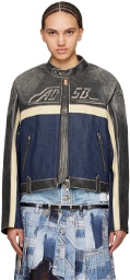 Andersson Bell Gray & Blue Racing Leather Jacket