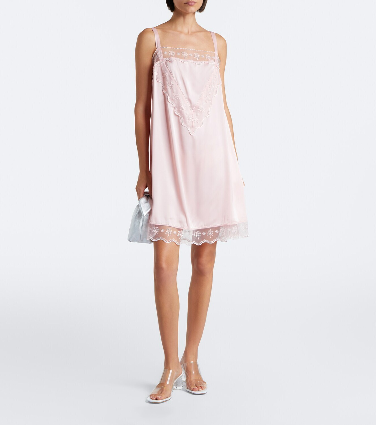 Simone Rocha Lace-trimmed satin slip dress