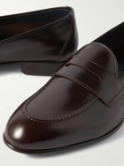 Brioni - Glossed-Leather Penny Loafers - Brown