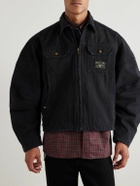 Willy Chavarria - Stockton Cropped Logo-Detailed Distressed Denim Jacket - Black