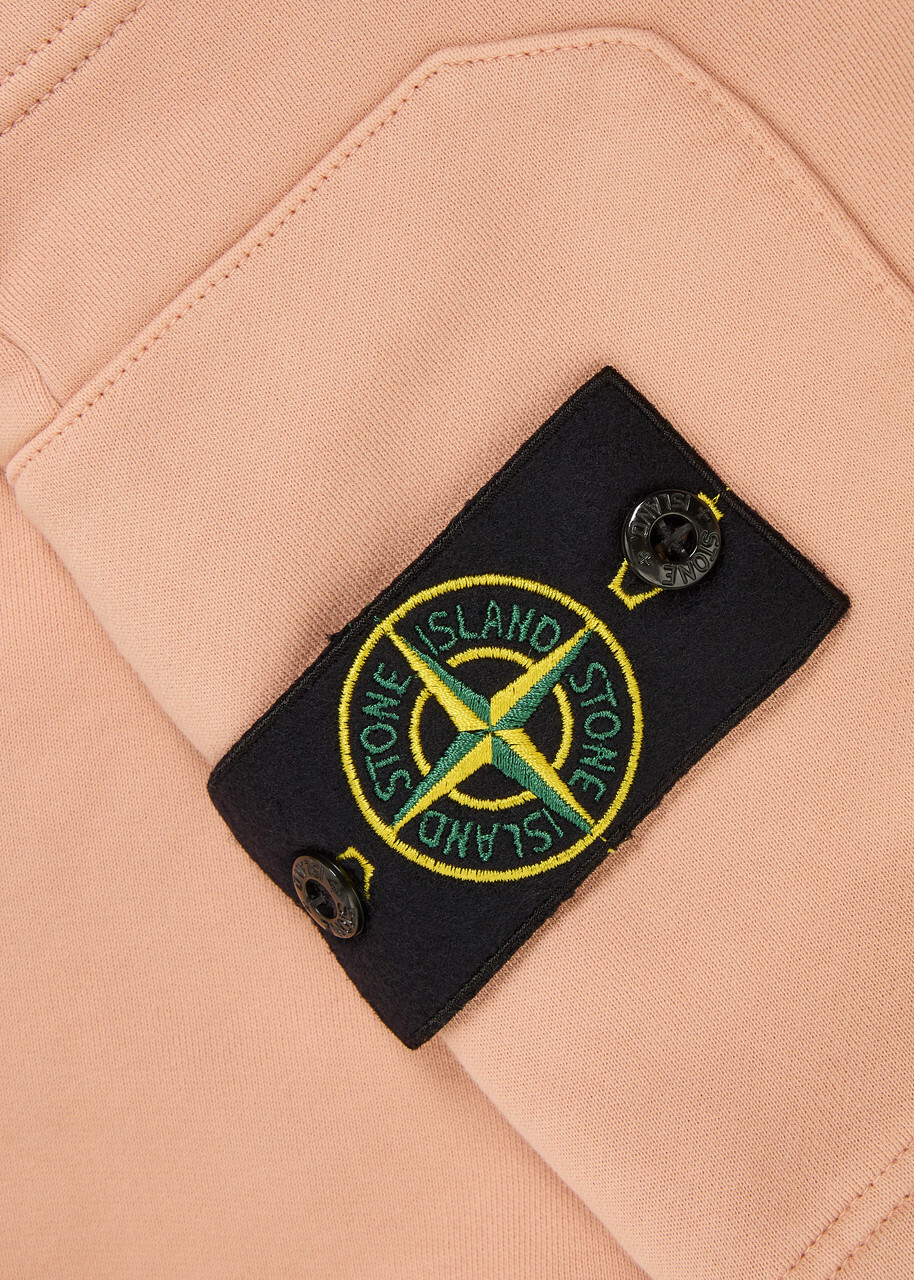 Stone Island Logo Cotton Shorts Pink