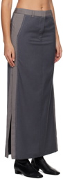 REMAIN Birger Christensen Gray Two-Color Maxi Skirt
