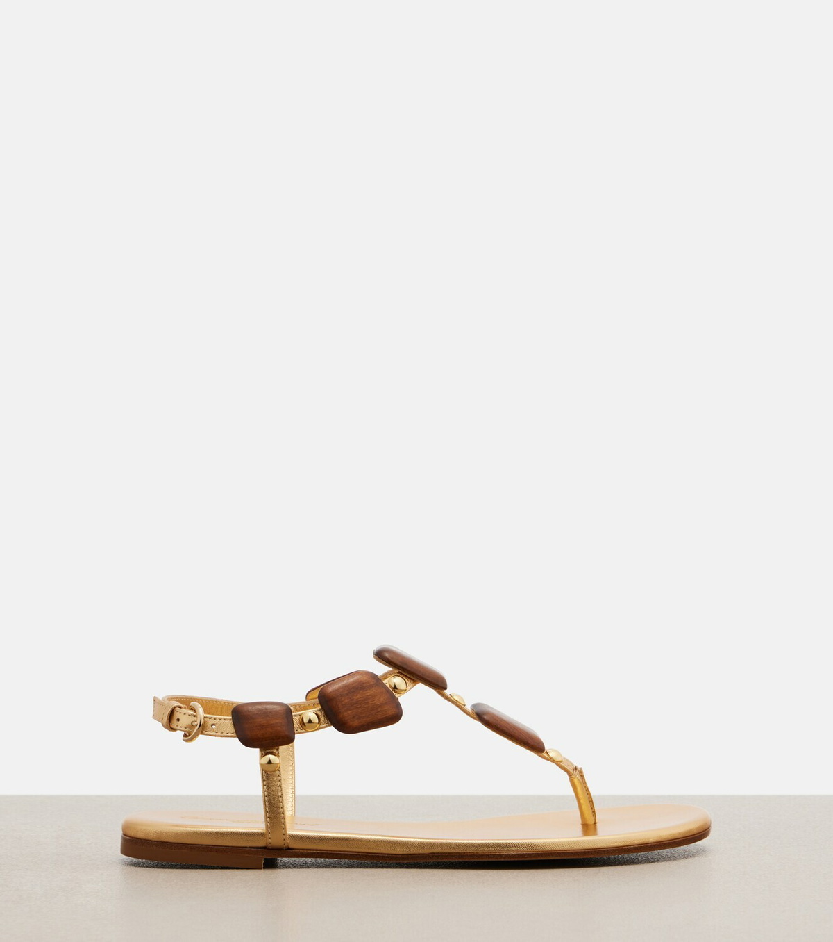 Gianvito Rossi Beaded metallic leather thong sandals