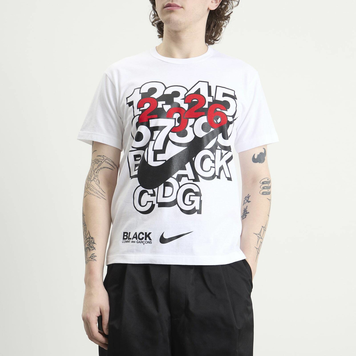 Comme des Garçons Black Men's x Nike T-Shirt in White/Black