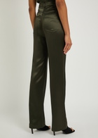 Nanushka Tita Satin Trousers Dark Green