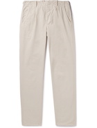 Incotex - Straight-Leg Pleated Herringbone Cotton and Linen-Blend Trousers - Neutrals