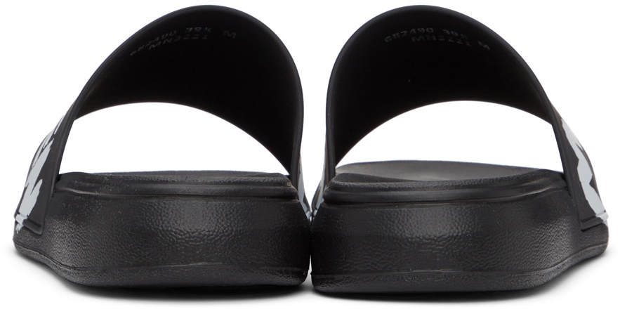 Alexander McQueen Black & White Graffiti Pool Slides