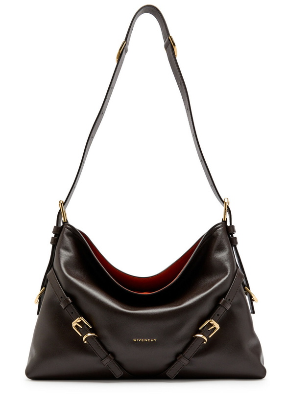 Photo: Givenchy Voyou Medium Grained Leather Shoulder bag - Chocolate - One Size