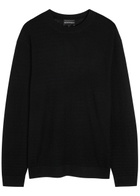 Emporio Armani Logo-weave Fine-knit Wool Jumper Black