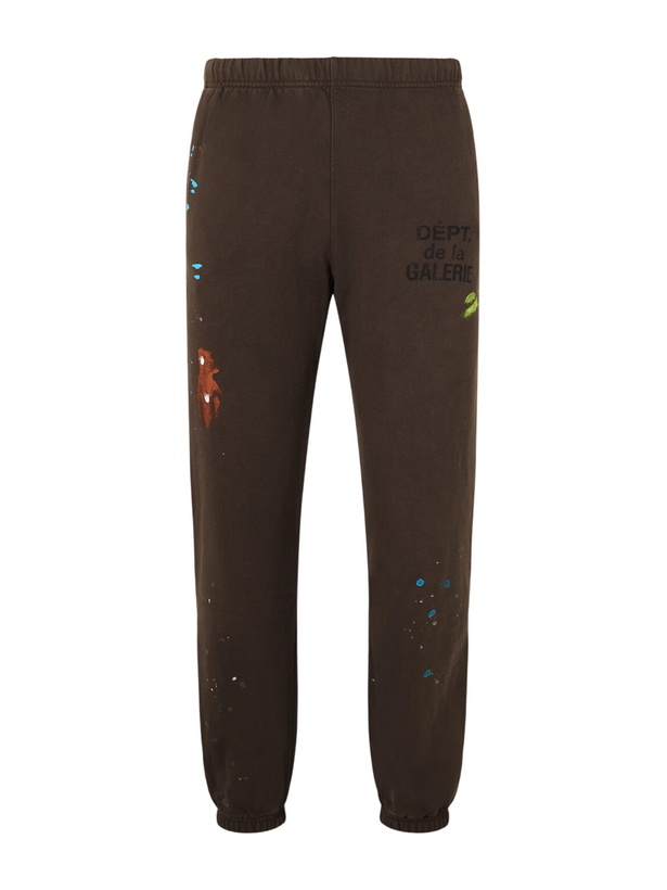 Photo: Gallery Dept. - Logo-Print Paint-Splattered Cotton-Jersey Sweatpants - Brown