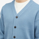 Auralee Men's French Merino Rib Cardigan in Light Blue