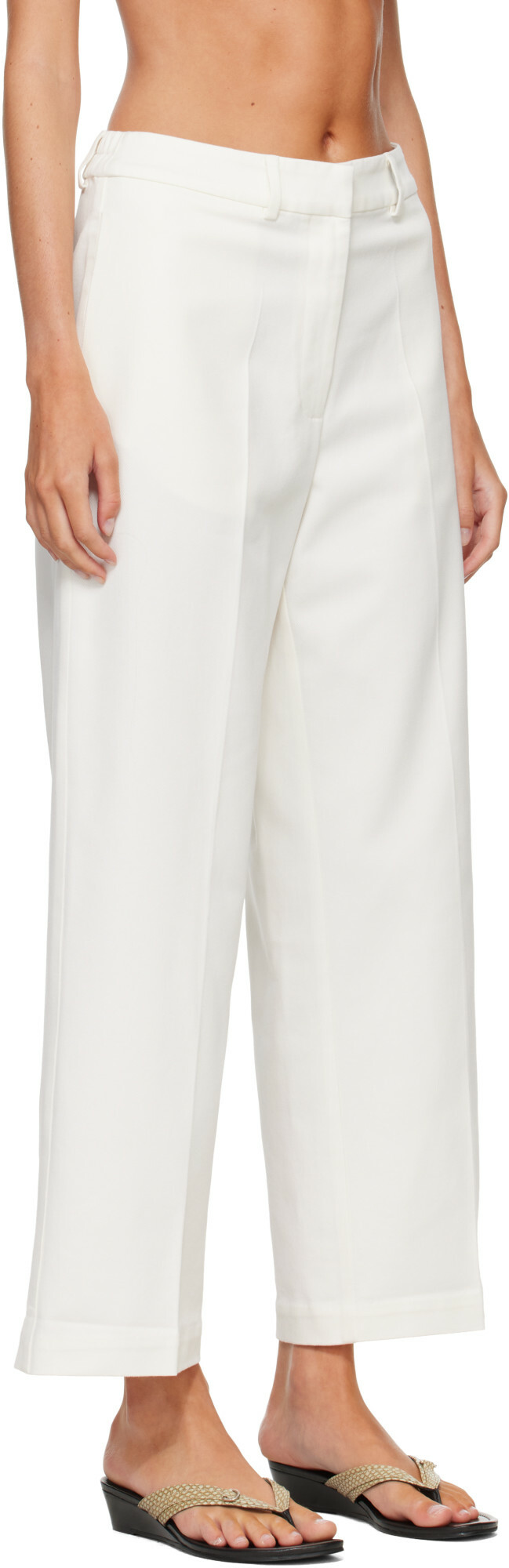 Cordera White Soft Cotton Straight Trousers