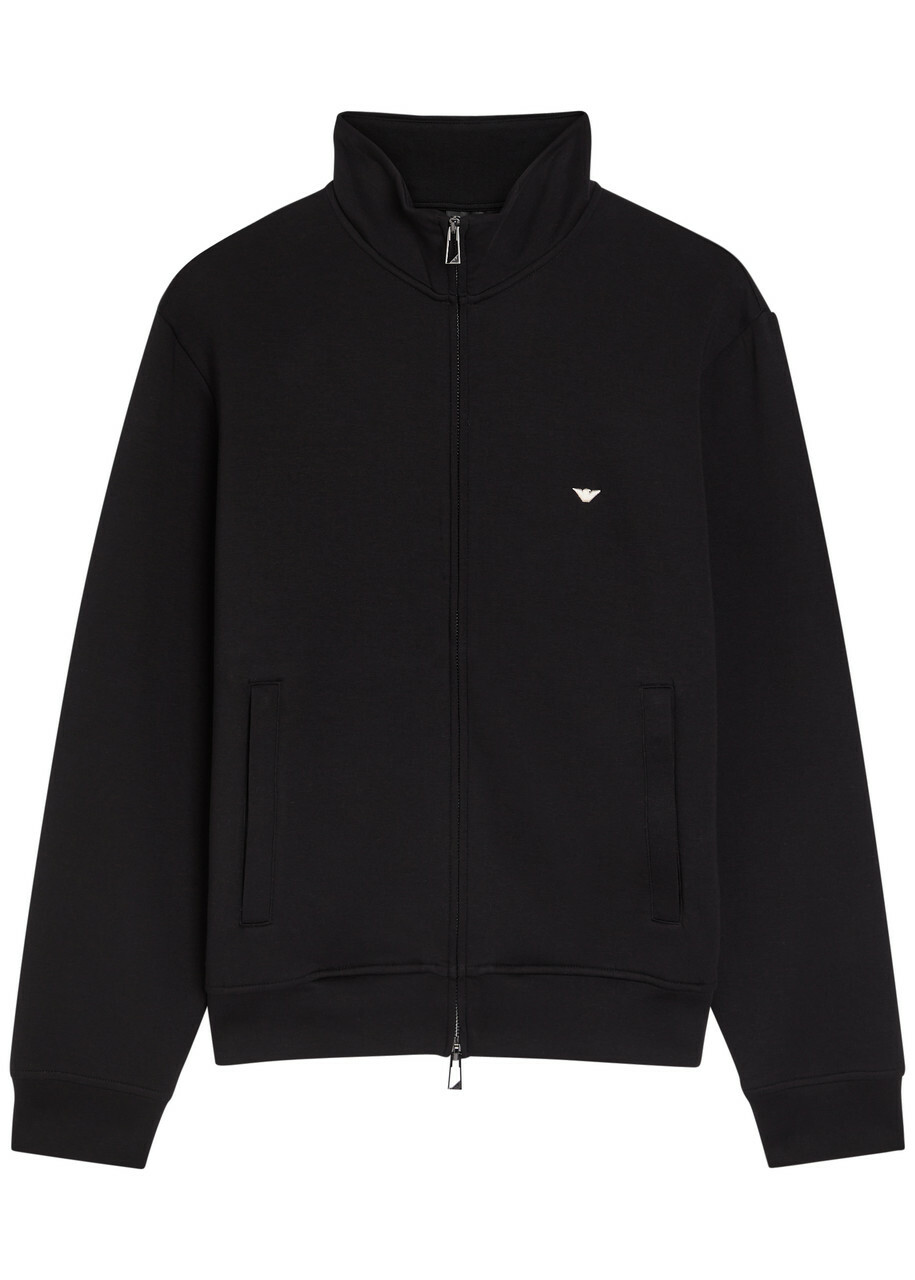 Emporio Armani Logo-embroidered Jersey Sweatshirt Black