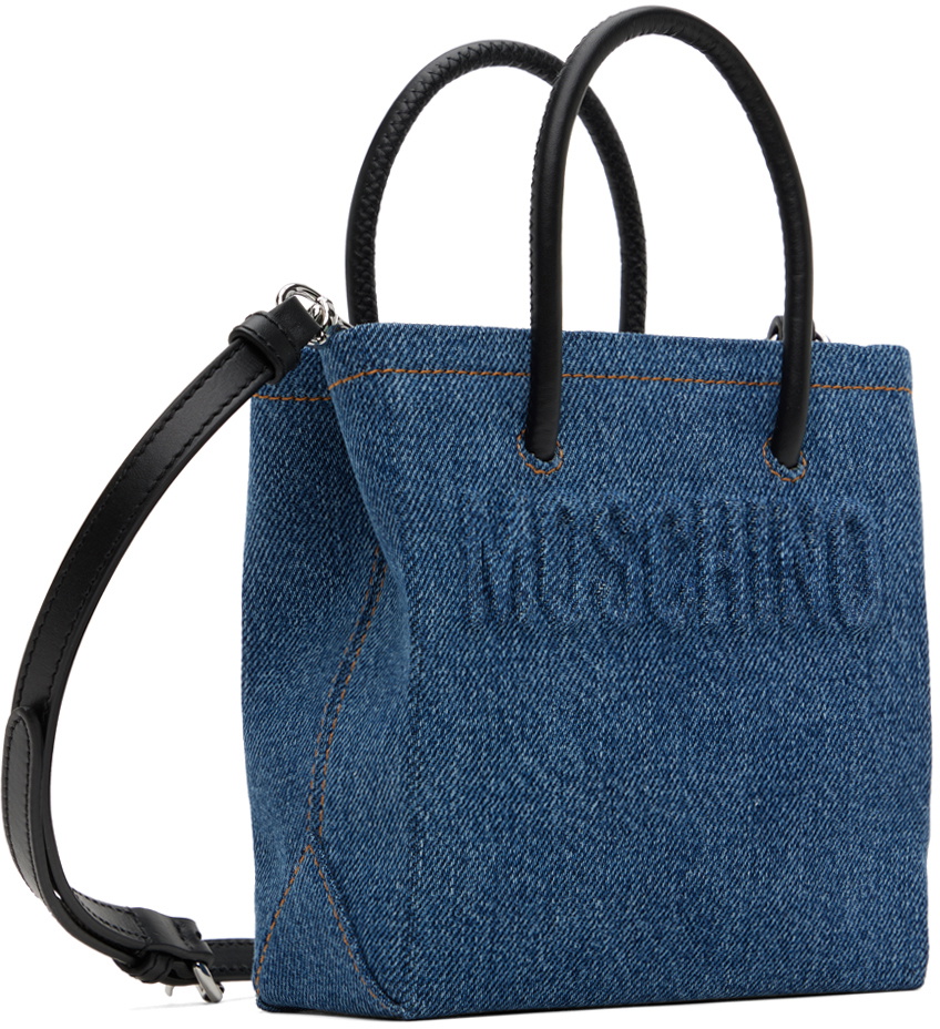 Moschino Blue Embossed Denim Bag
