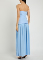 Faithfull The Brand Hedy Draped Linen and Jersey Maxi Dress Light Blue