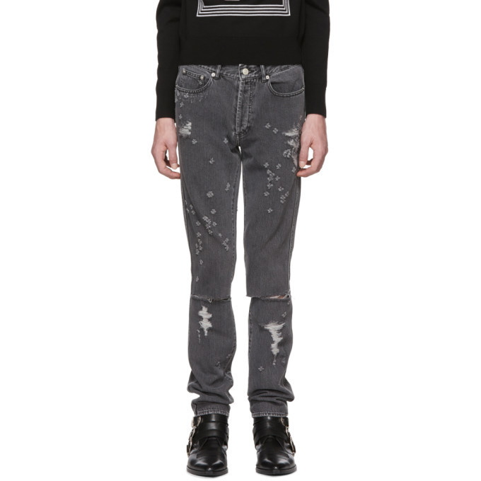 Photo: Givenchy Grey Destroyed Slim-Fit Jeans