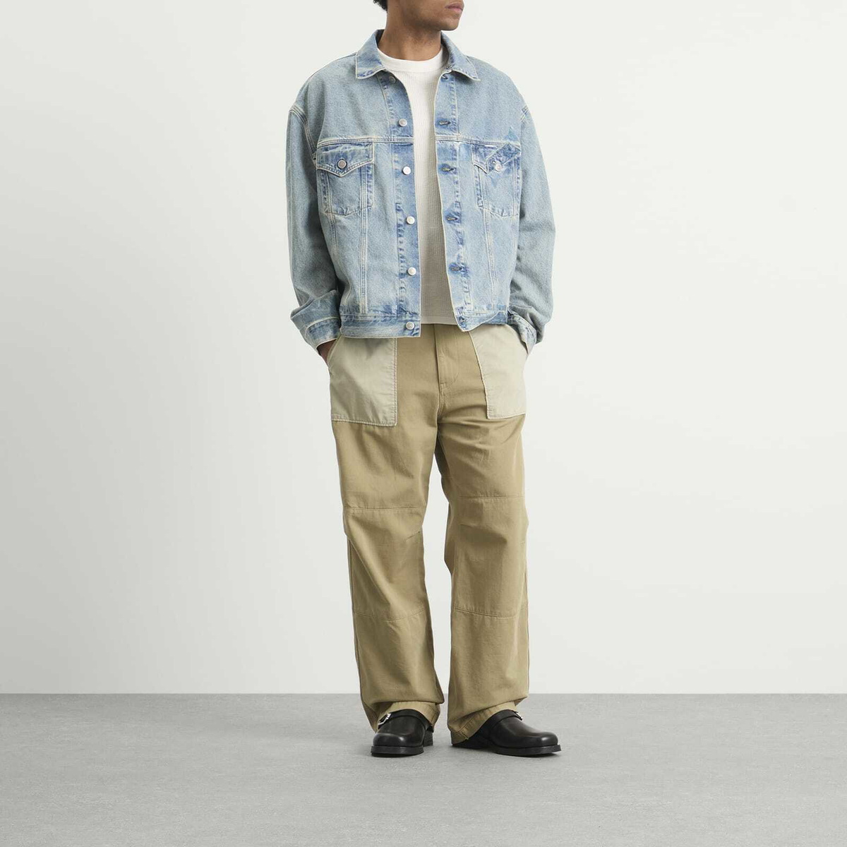 Maison Margiela Men's Taped Denim Jacket in Ice Blue